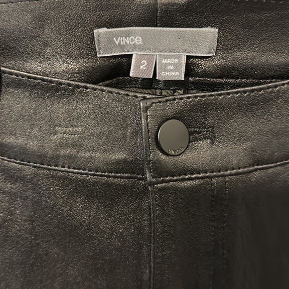 VINCE MIXED MEDIA BLACK LEATHER SUEDE SKINNY PANTS - Picture 7 of 8